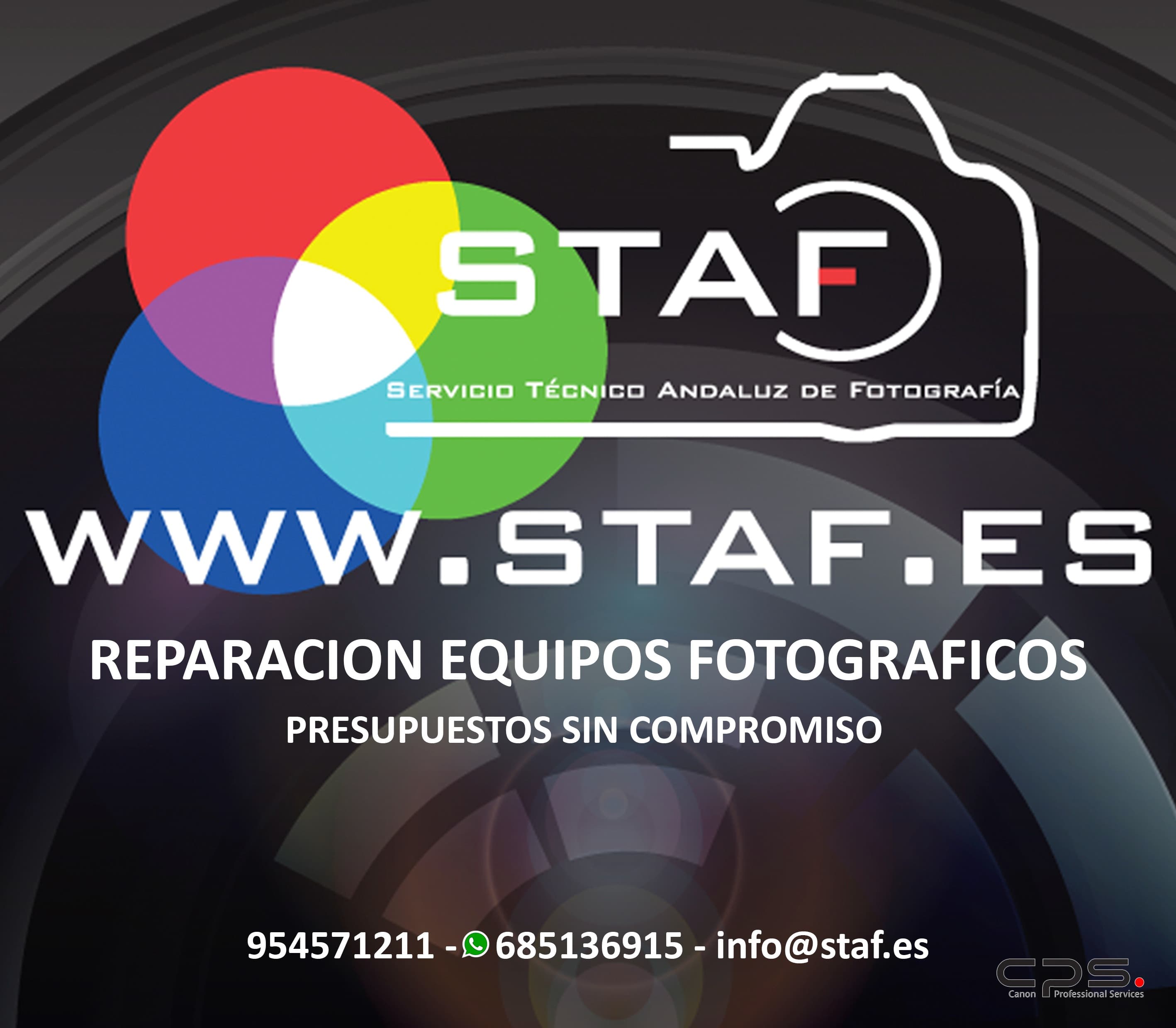 La propuesta de colaboración de STAF con la FAF es: -50% descuento en las limpiezas de CCD. -20% descuento en la mano de obra de las reparaciones. -Los socios integrantes de la FAF tendrían 1 limpieza de sensor gratuita al año (portes no incluidos, 1 cámara por persona) Esta oferta es única y exclusivamente para socios de la FAF.  <br> <a href="http://www.staf.es/" target="_blank">ENLACE</a><br>